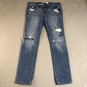 Abercrombie & Fitch Jeans Womens‎ 10 Blue Skinny Denim Distressed Dark Wash